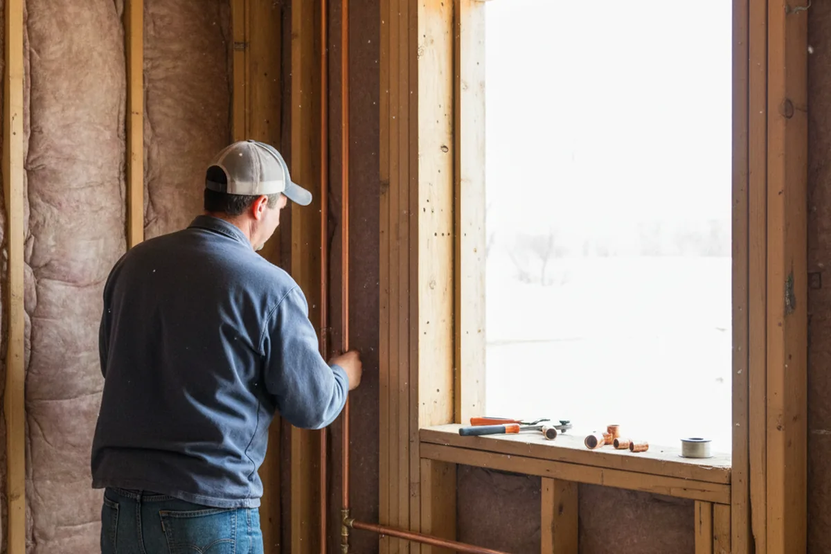 Licensed plumber running new copper supply lines in a Saxonburg home