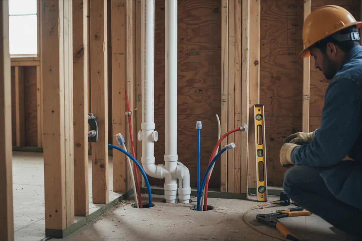 Drain and supply rough-in during Leak Detection in Saxonburg