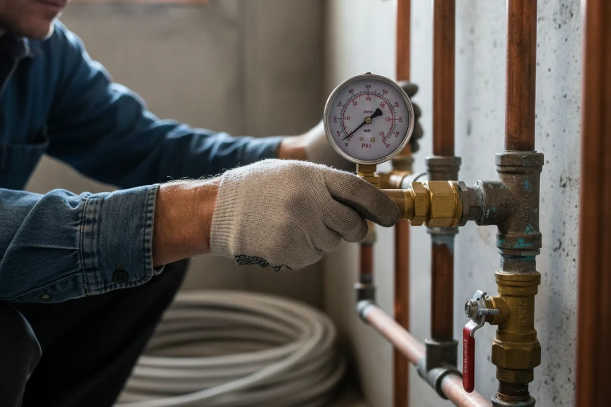Pressure testing a repaired line during Water Line Repair in Saxonburg
